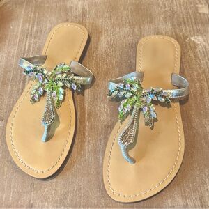 Monrovia Women's Embellished Summer Sandals with Palm Tree Design 8B